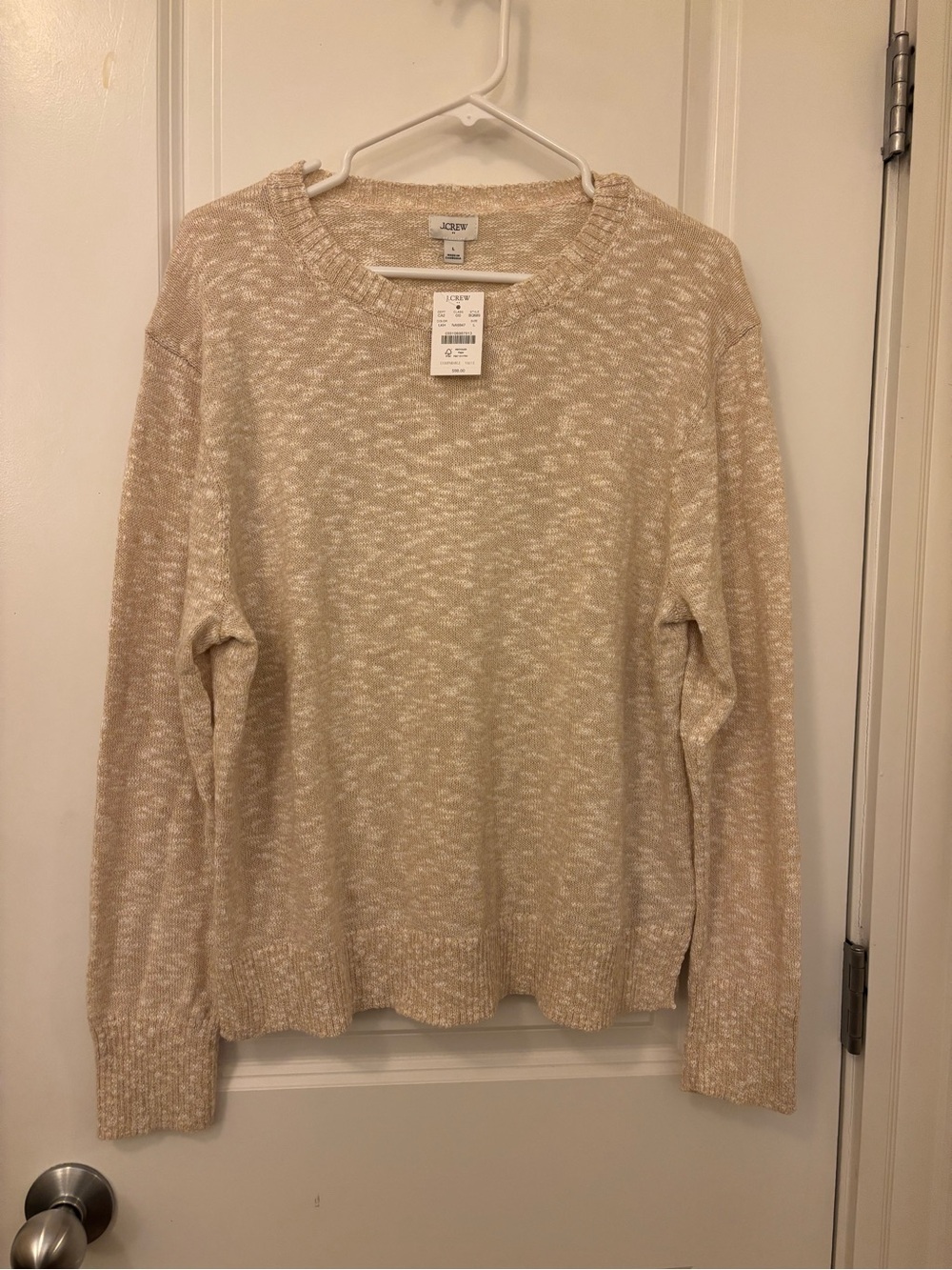 J. Crew Women's Cream Marled Scoopneck Sweater (L)